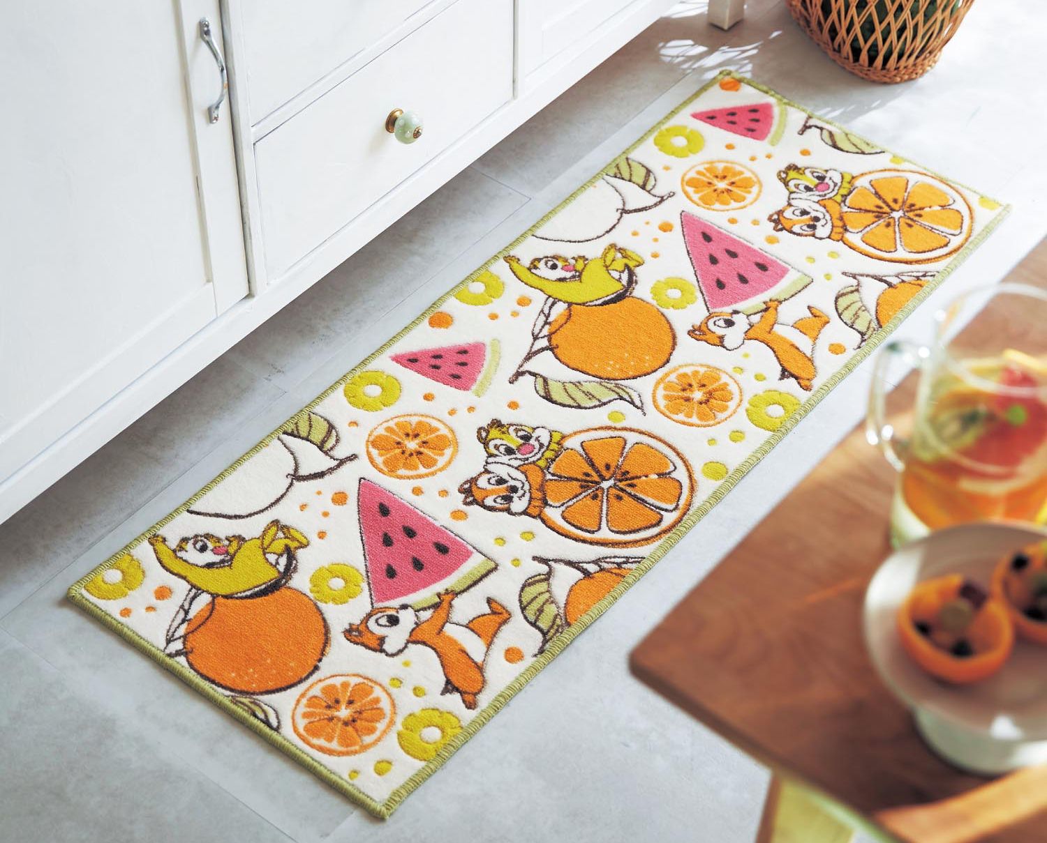 日本千趣會 - mini labo 去泥污腳踏墊-法蘭西花朵-藍綠