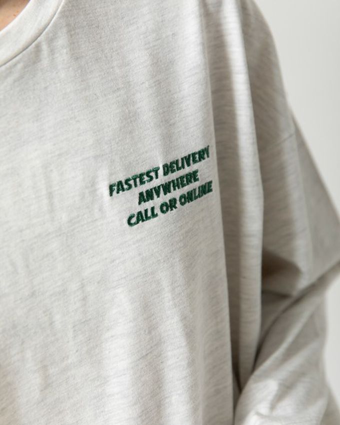 日本 gleam - 俏皮美式漢堡泡棉印花長袖T恤-白x粉紅