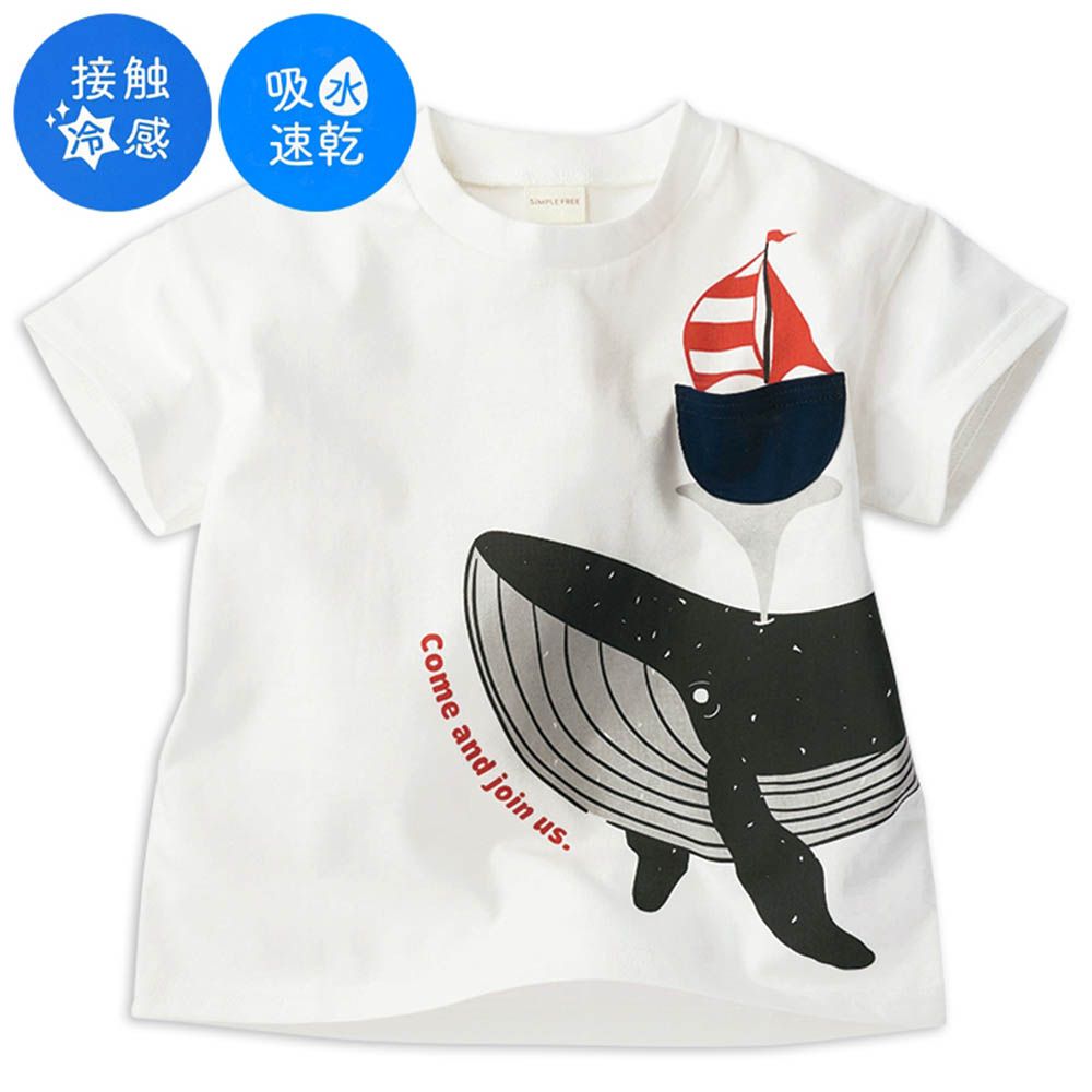 短袖涼感T恤-口袋-米白色