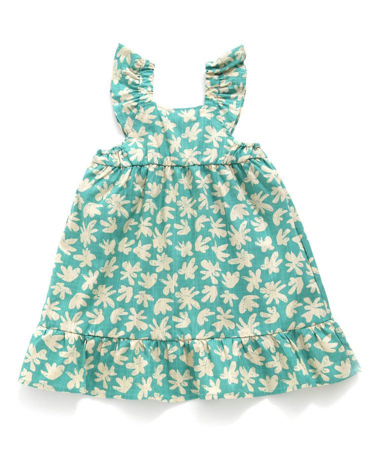 日本 BREEZE - 滿版度假印花傘狀無袖洋裝-紫x米