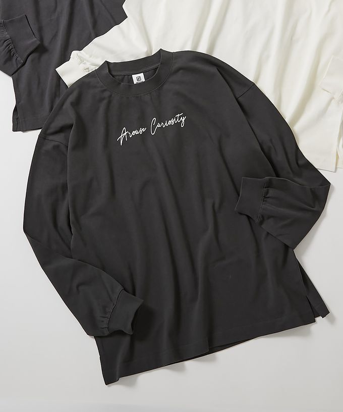 日本 devirock - [大人] 100%棉 定番印花長袖上衣-大學T-淺粉紫