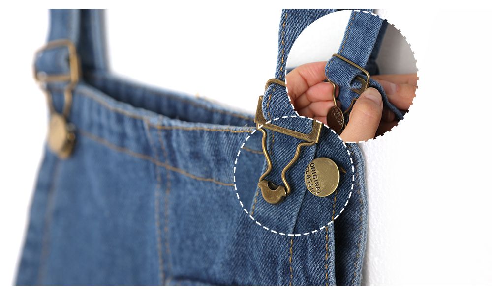 韓國 OZKIZ - 刷破感牛仔連身吊帶褲