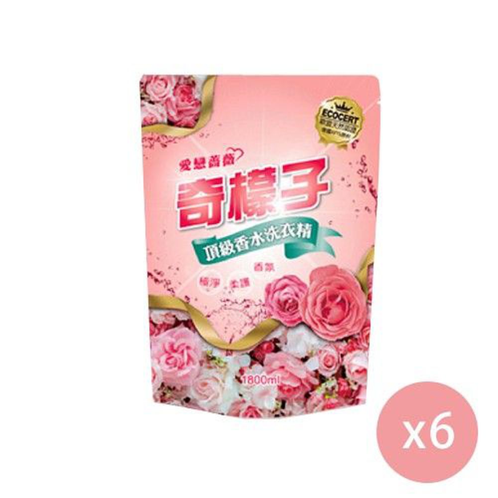 奇檬子 - 愛戀薔薇頂級香水洗衣精-補充包1800MLx6