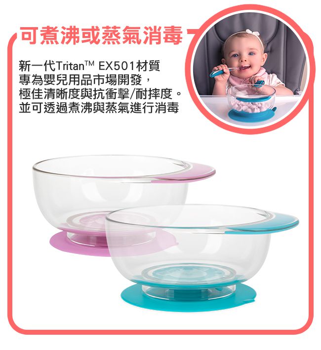 Nuby - Tritan吸盤碗-粉