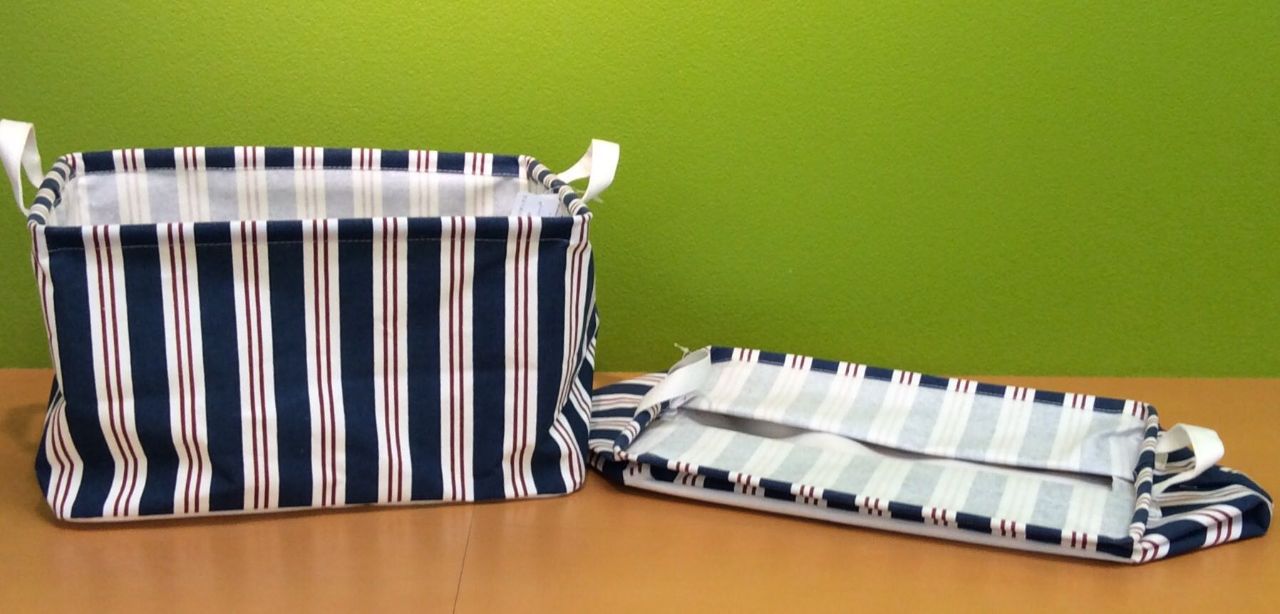 日本 LIV HEART - 插畫布質提把收納箱-香水-粉 (38x26x23cm)