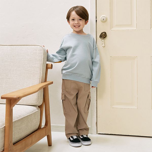 日本 b-ROOM - 療癒笑臉刺繡長袖上衣-深藍