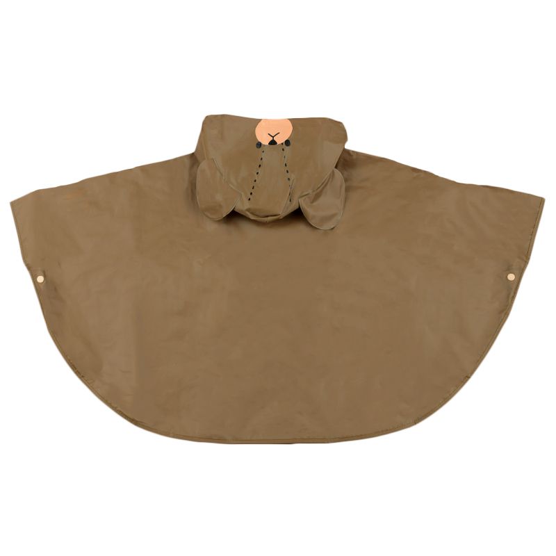 akachan honpo - 短斗篷式雨衣-小熊學校-咖啡色 (80-95cm)