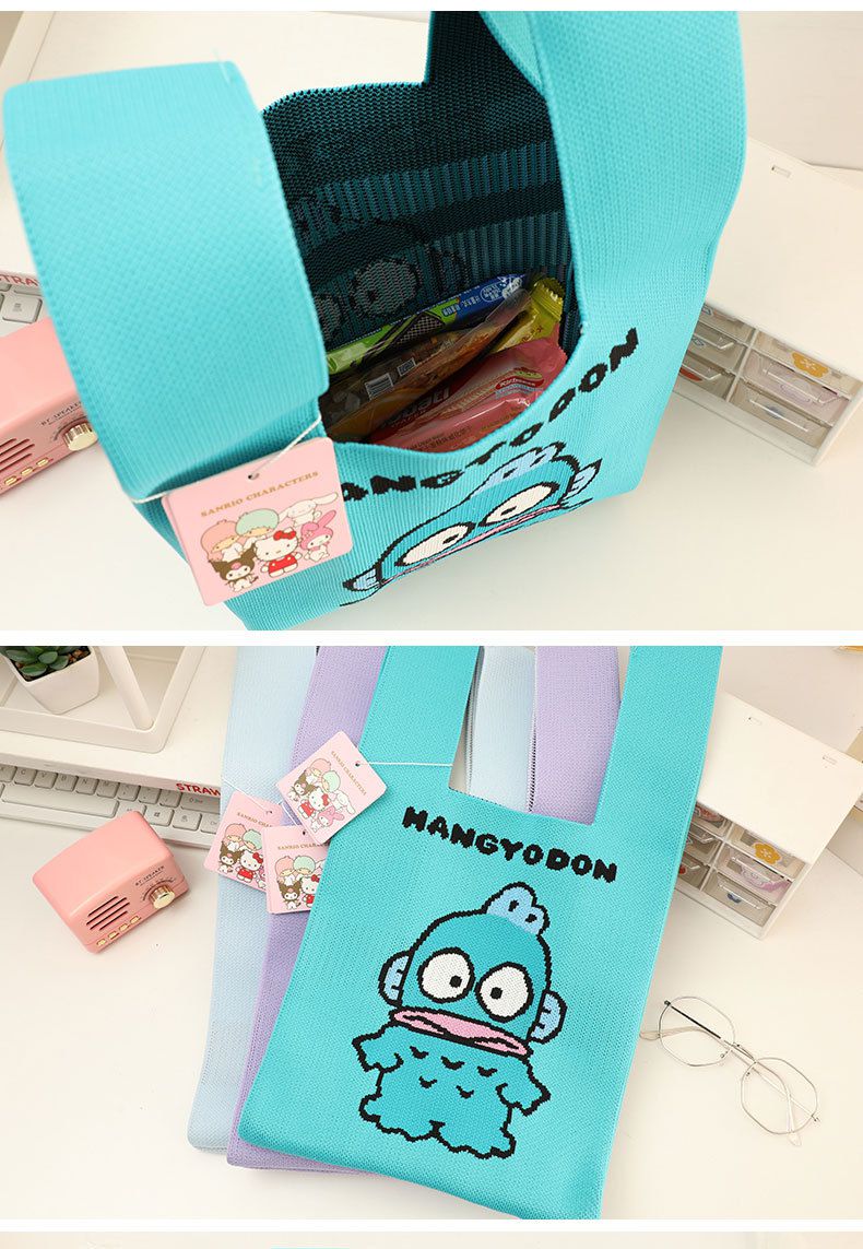 卡通便利針織手提袋-卡通人物庫洛米-紫色 (23x2x43cm)