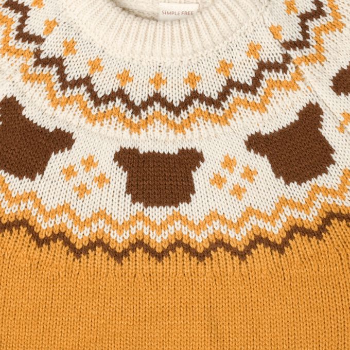 akachan honpo - 針織休閒上衣-小熊-黃色