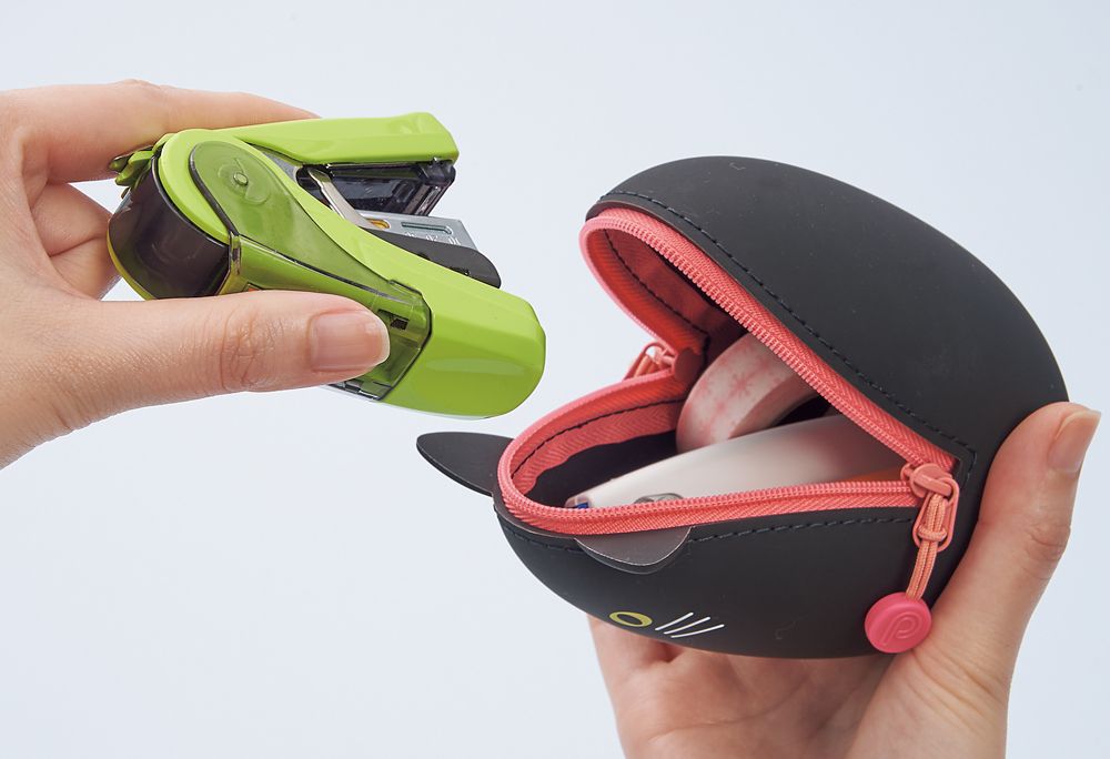 日本文具 LIHIT - 圓筒式胖胖收納包-企鵝 (M(11.7x10x8cm))