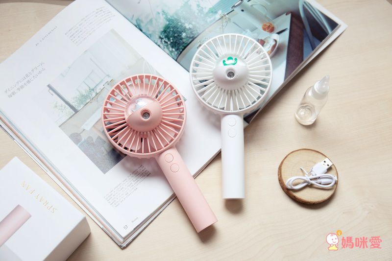 Hereu - 涼感霧化保濕風扇-鯨魚-粉