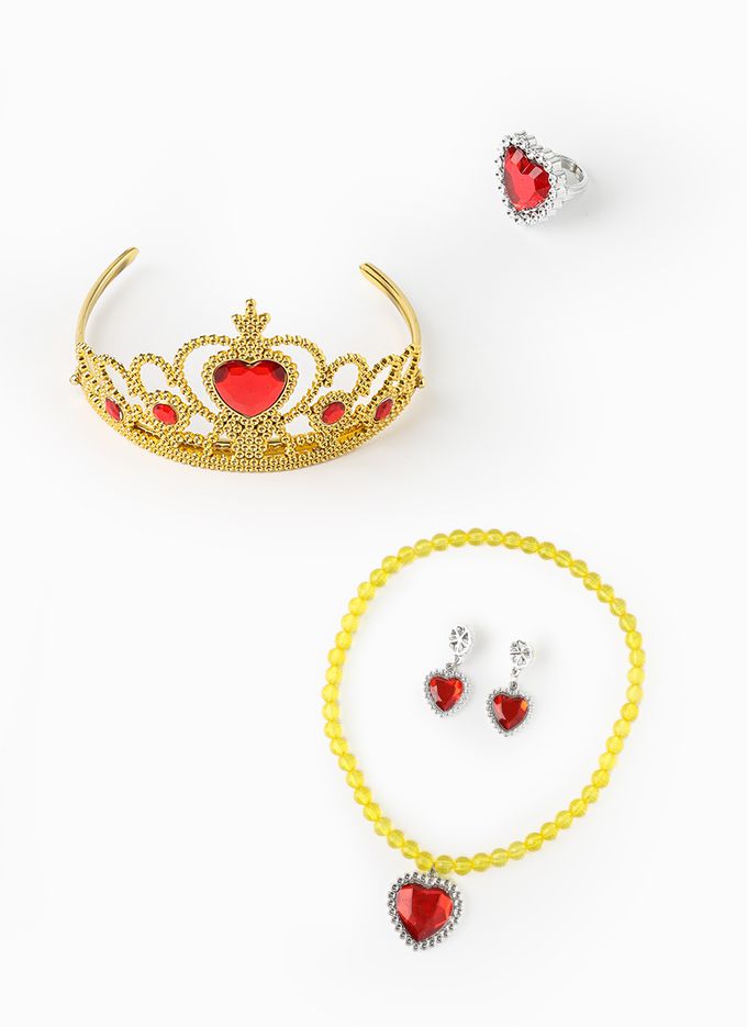 韓國 OZKIZ - (附配飾)花朵層次裝飾公主網紗洋裝-黃