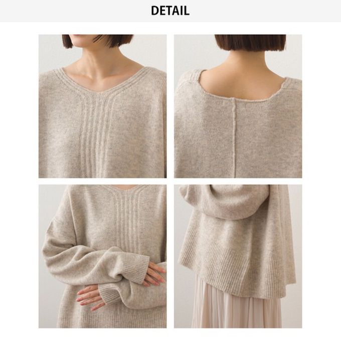 日本 OMNES - V領美型優雅混色感針織毛衣-深灰