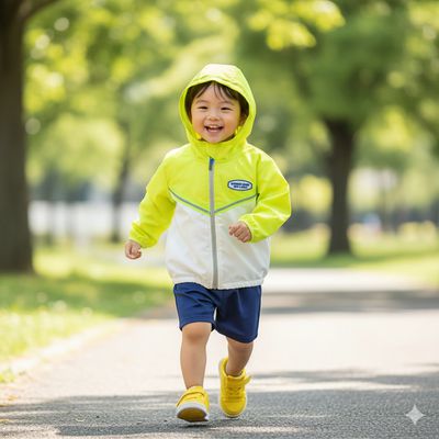 akachan honpo - 長袖連帽外套-運動風-綠色