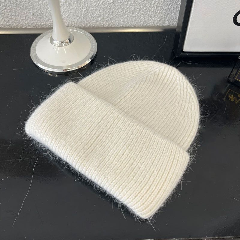 溫柔暖暖針織毛帽(30%兔毛)-米白色 (M（56-58cm）)
