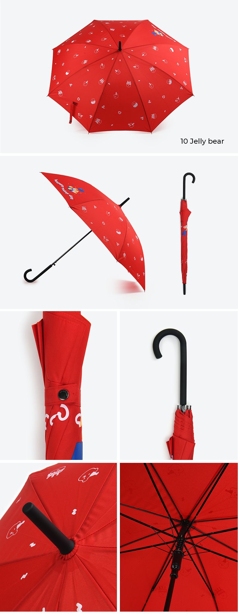 韓國 Daily Like - 直立式長雨傘-含羞草-深綠