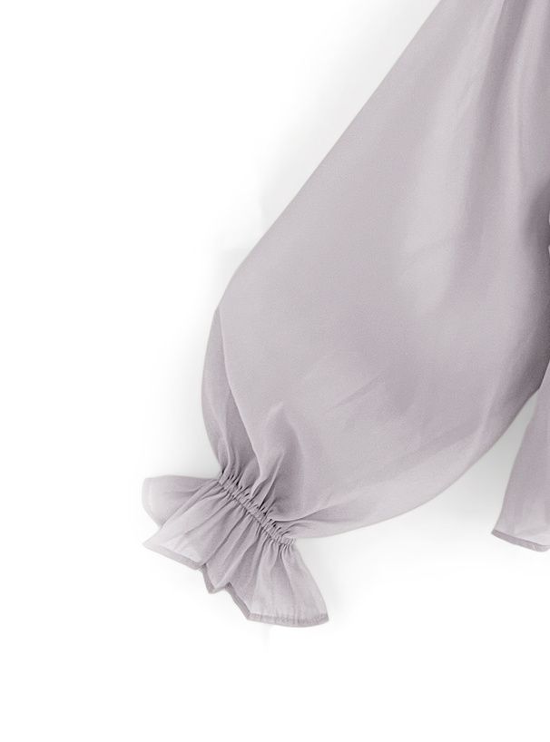 日本 GRL - 優美方領薄紗拼接收腰上衣-米杏 (F)