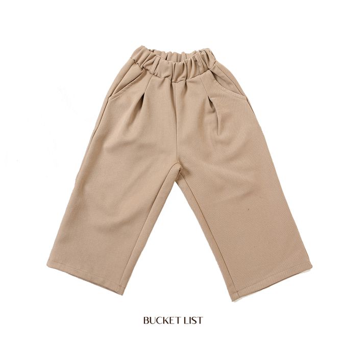 韓國 BUCKET LIST - 鬆緊腰休閒寬鬆長褲-卡其