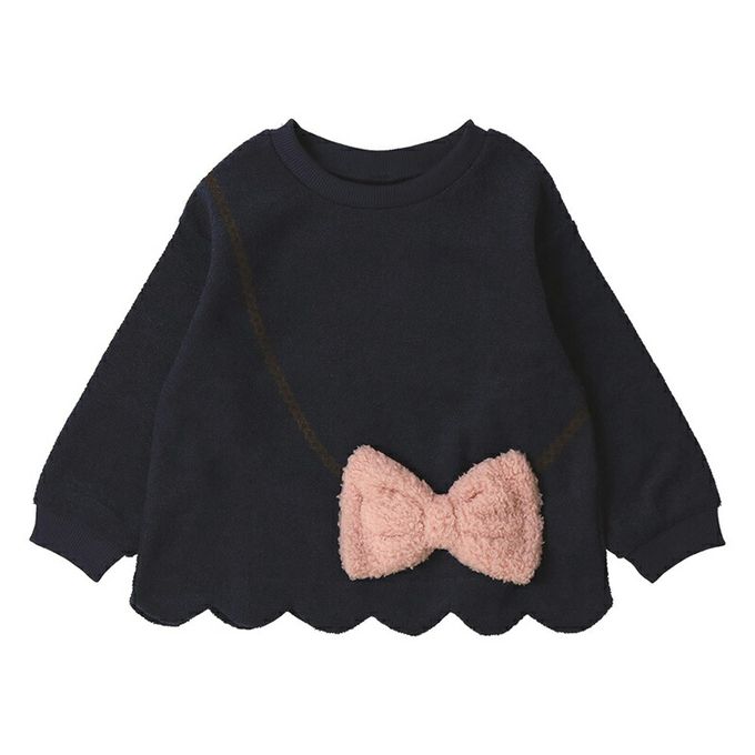 日本 ZOOLAND - 可愛女孩裏起毛長袖上衣-蝴蝶結包包-薰衣草