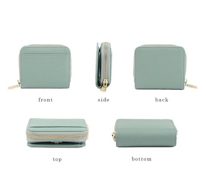 日本 LIZDAYS - 真皮16格摺疊短夾/零錢包-天空藍 (11x9.5x3.5cm)