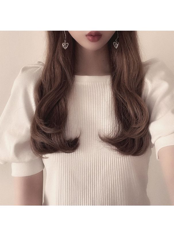 日本 GRL - 美麗女孩後緞帶澎澎袖上衣-煙燻藍