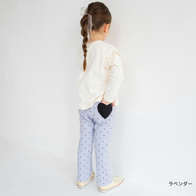 日本 BRANSHES - 愛心口袋彈力長褲-蝴蝶結-米杏