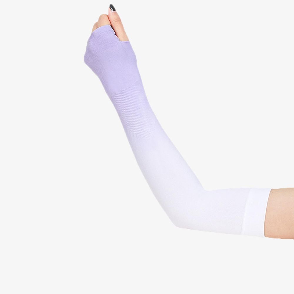 冰絲涼感防曬袖套(成人)-漸層款-紫+白 (8.5x35.5x9cm)