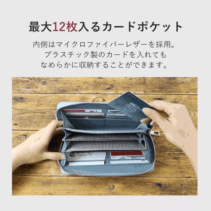 日本 LIZDAYS - 時尚皮質夾層拉鍊長夾-海軍藍 (20x10.5x2.5cm)