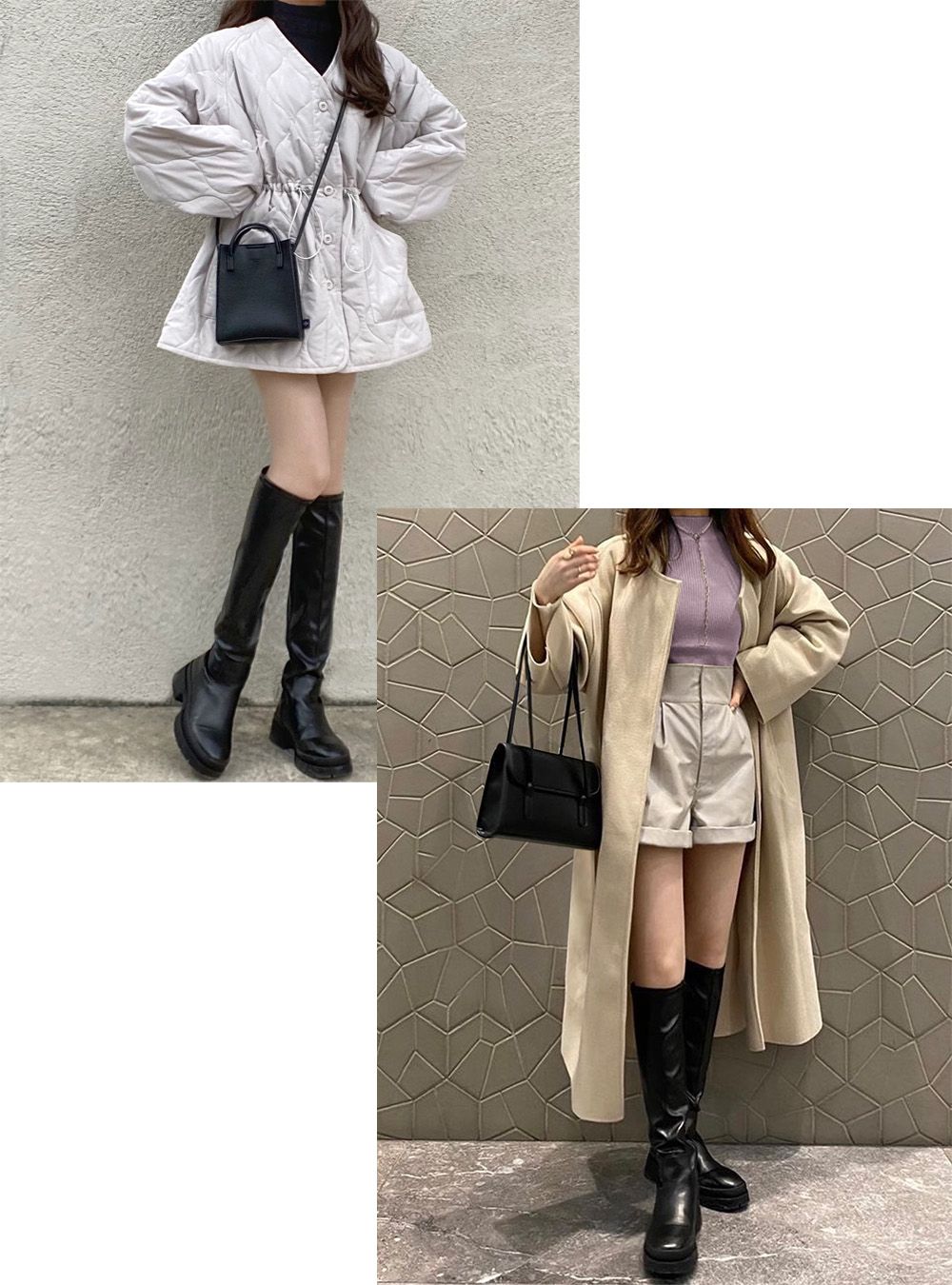 日本 GRL - 立領顯瘦彈性羅紋長袖上衣-皇家藍