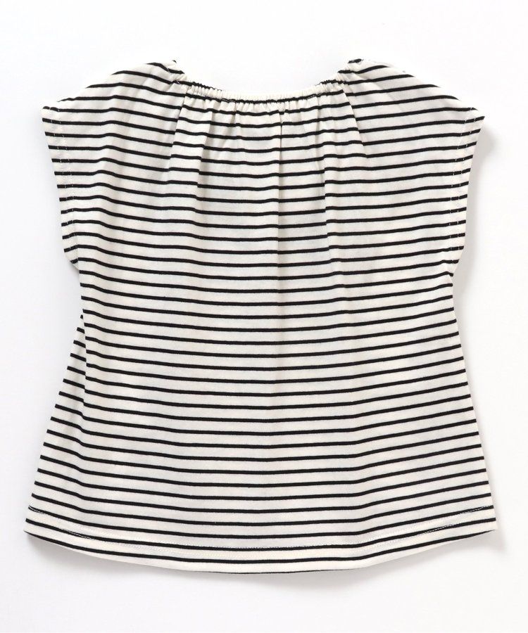 日本 apres les cours - 雕花蕾絲領短袖上衣-深藍