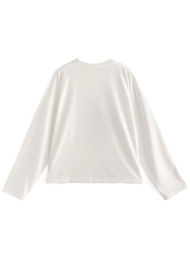 日本 GRL - 棉混圓領貓咪印花長T-賓士貓-白 (F)