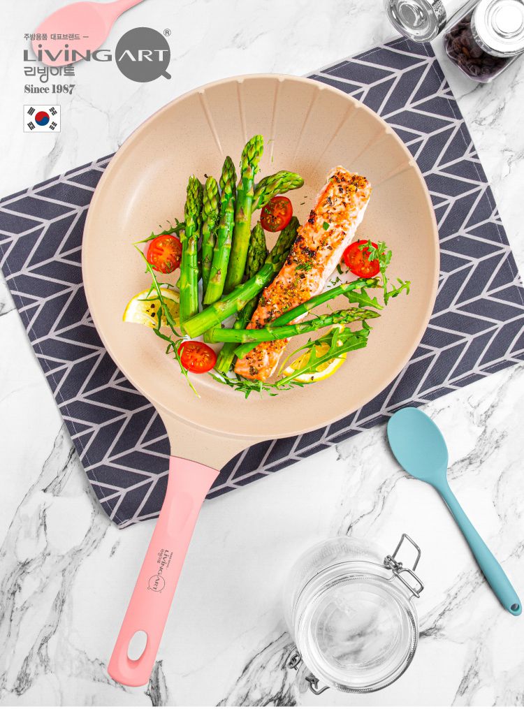 LIVING ART - 韓國人氣珍珠貝殼平煎鍋-28cm-人魚粉