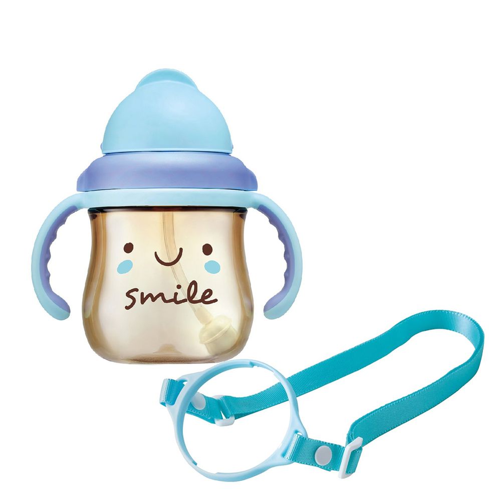Simba 小獅王辛巴 - 好心情PPSU滑蓋杯+揹帶組-燦爛微微笑-藍色-250ML