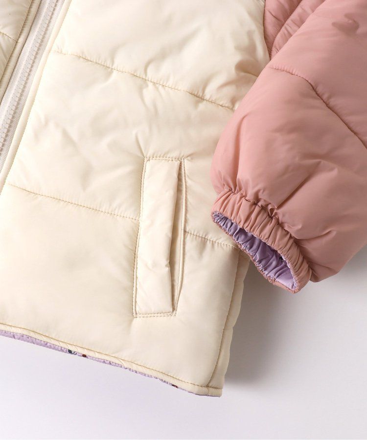 日本 apres les cours - 珍珠光澤正反2WAY鋪棉外套(可機洗)-彩色幾何-橘棕