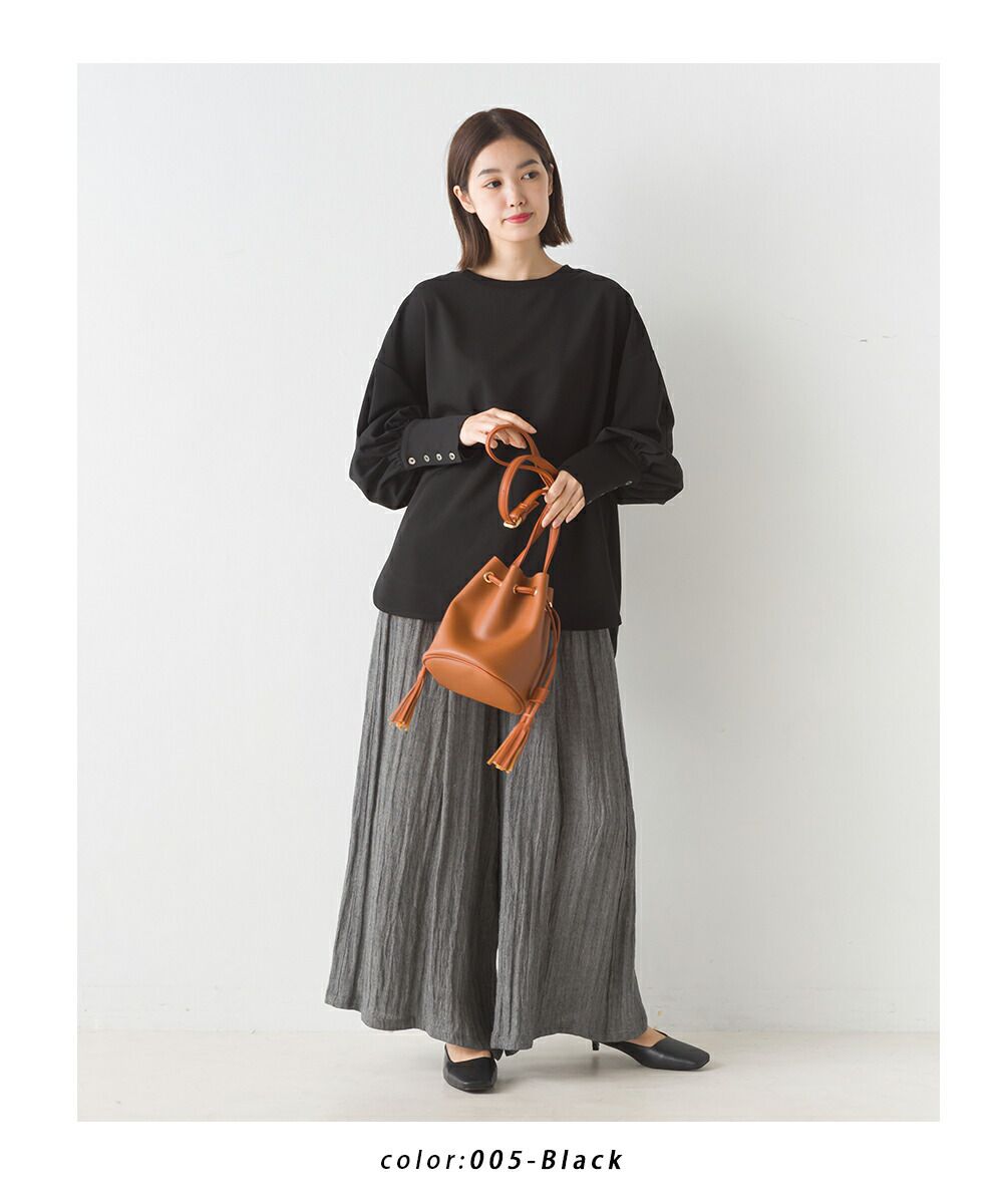 日本 OMNES - 質感綾織鈕釦長袖上衣-桃粉