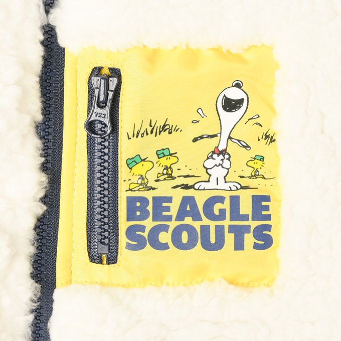 akachan honpo - 刷毛夾克 撞色-史努比-白色