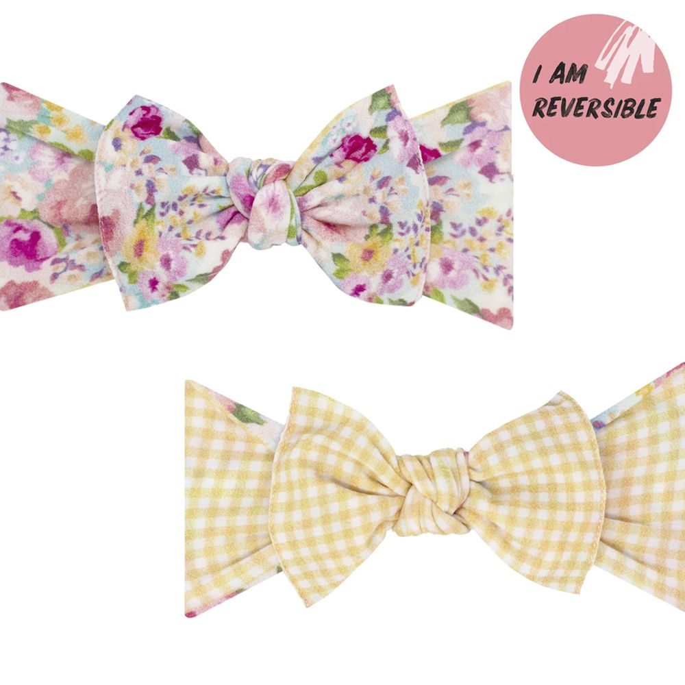 美國baby bling - 純手工極優雅細緻輕柔微彈性/毫無束縛感蝴蝶結髮帶/髮飾_印花雙面系列-盛夏清新