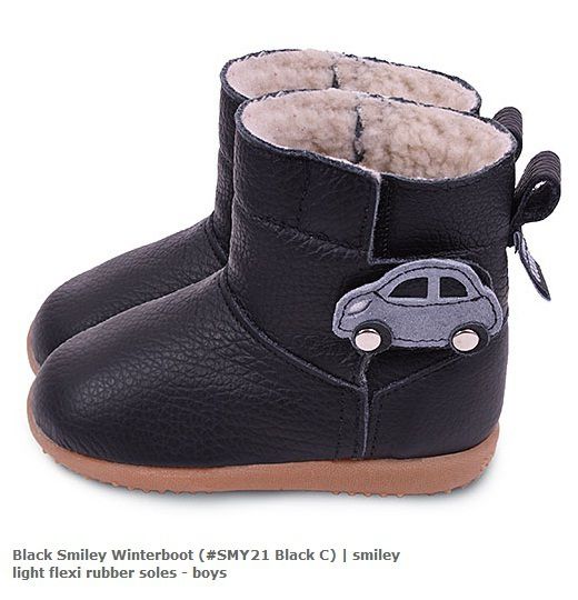 英國 shooshoos - 健康無毒真皮手工童鞋/靴子/童靴-黑色小汽車冬靴 (USA5 (鞋內13.8cm))