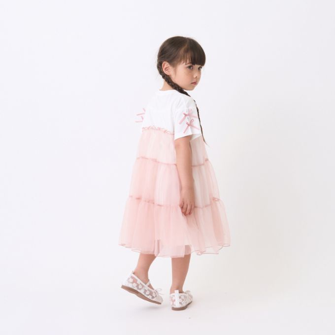 日本 Lycee mine - 接觸冷感 緞帶短袖蛋糕洋裝-薰衣草