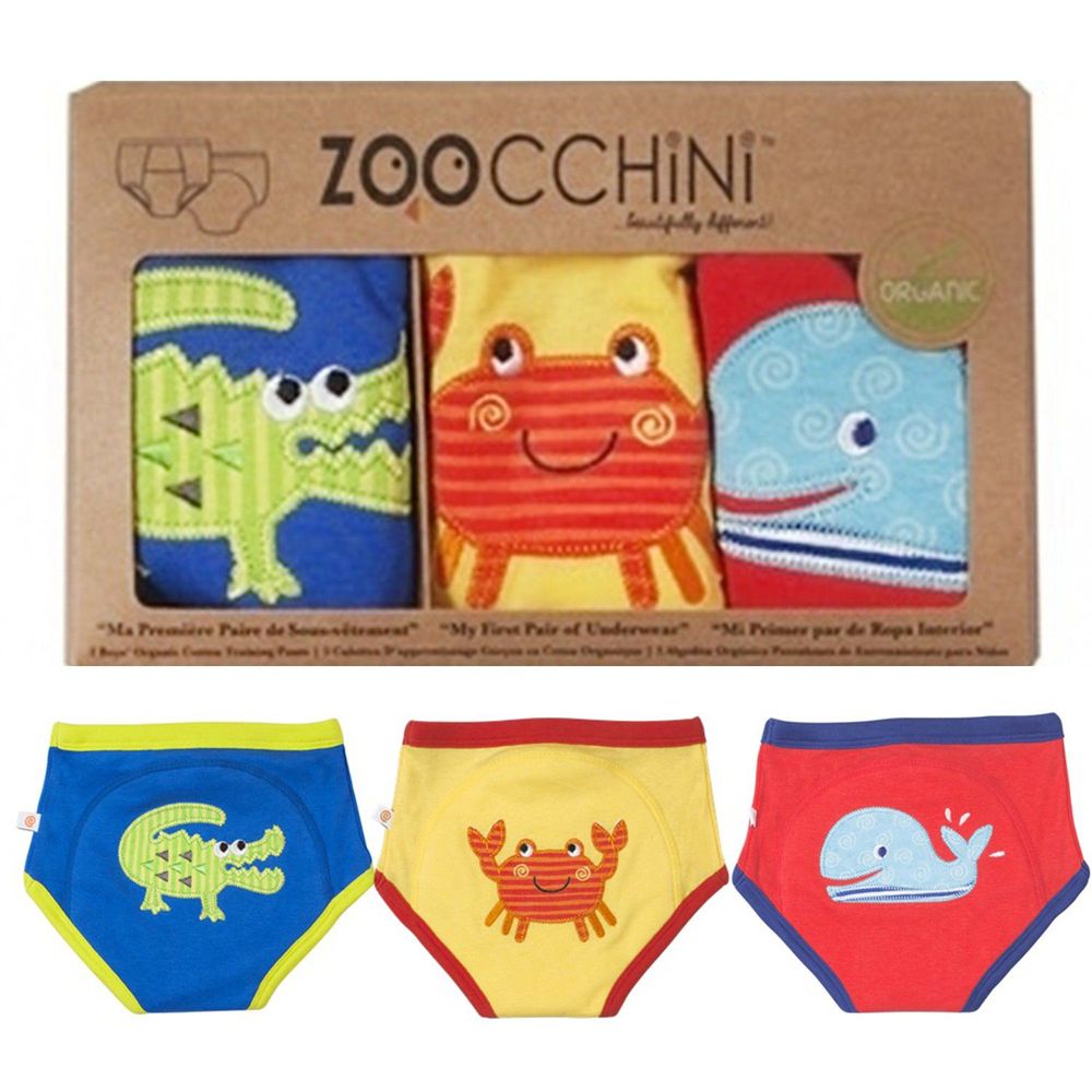 美國 ZOOCCHINI - 100%有機棉海洋系列學習褲3入-男