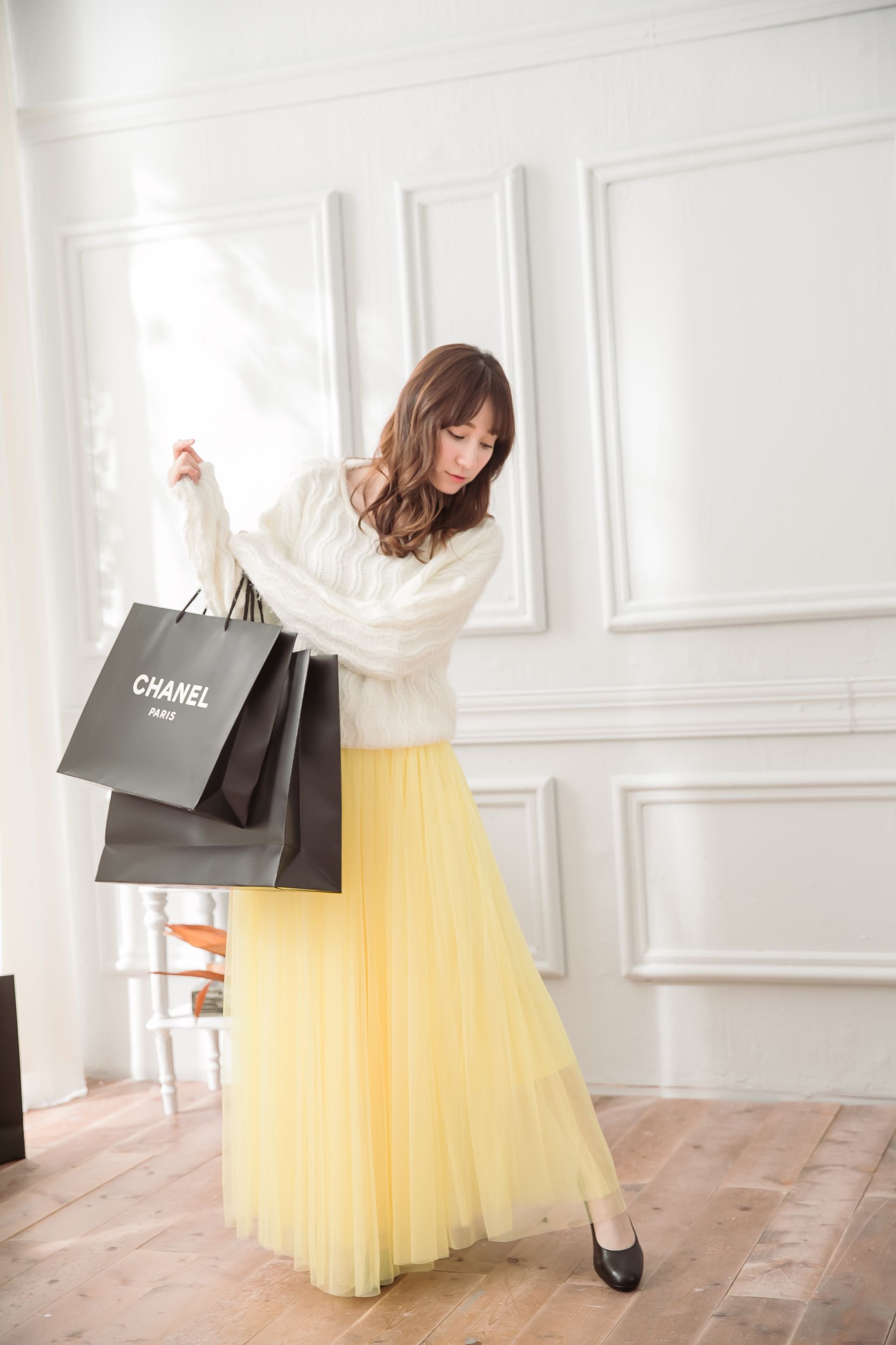 Peachy - 獨家訂製綿柔法式浪漫三層蓬紗裙-三層蓬版-嫩鵝黃 (F)