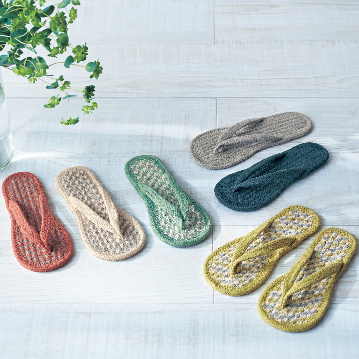 日本千趣會 - 夏日款 印度棉舒適夾腳室內拖鞋-海軍藍