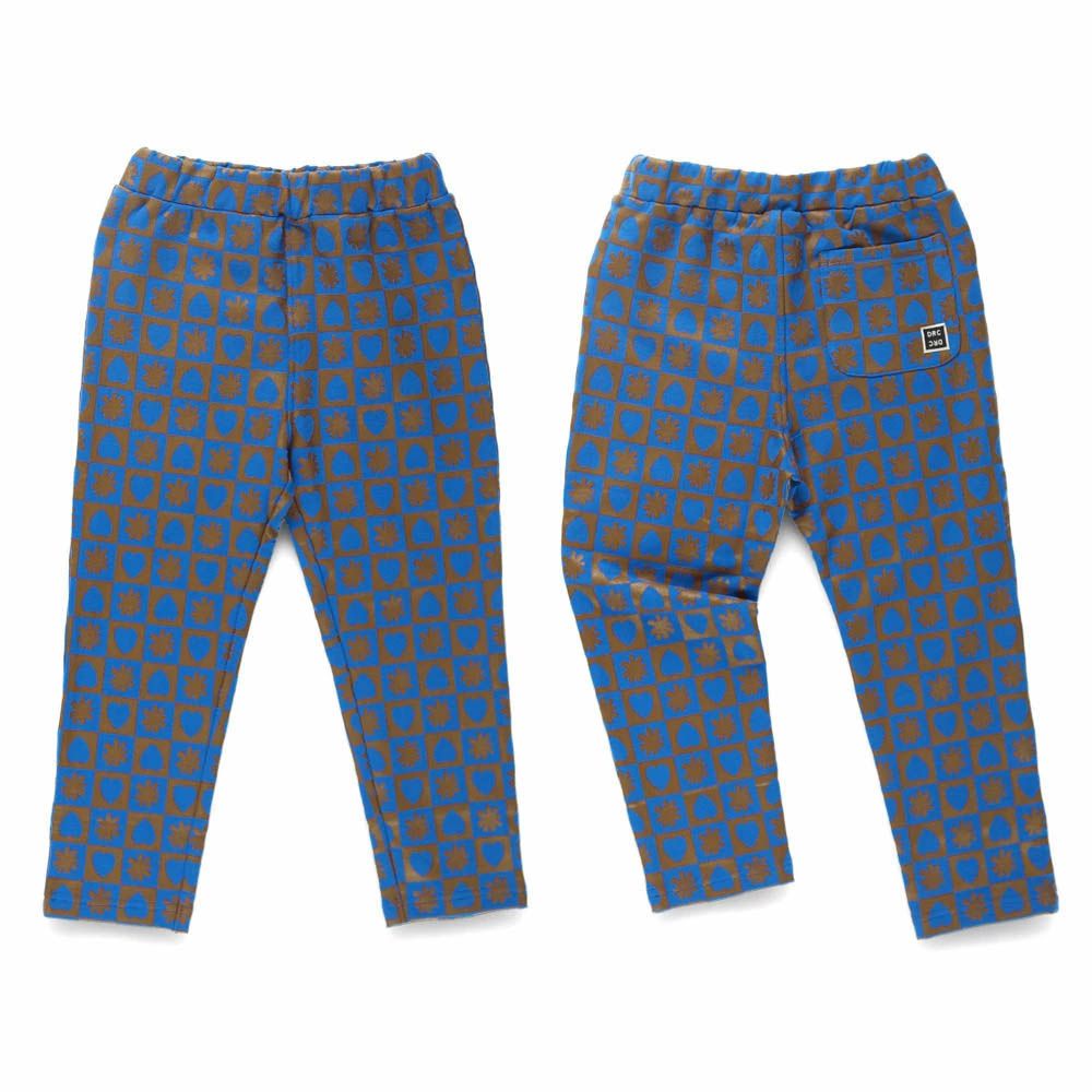 定番超彈力百搭長褲-幾何格子-藍X棕