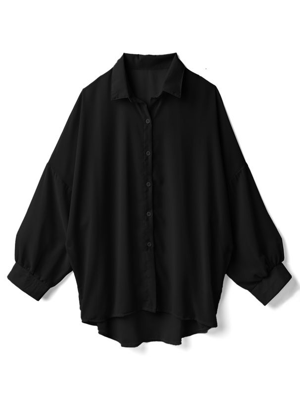 日本 GRL - 透明感氣球袖襯衫/罩衫-淺粉 (M)