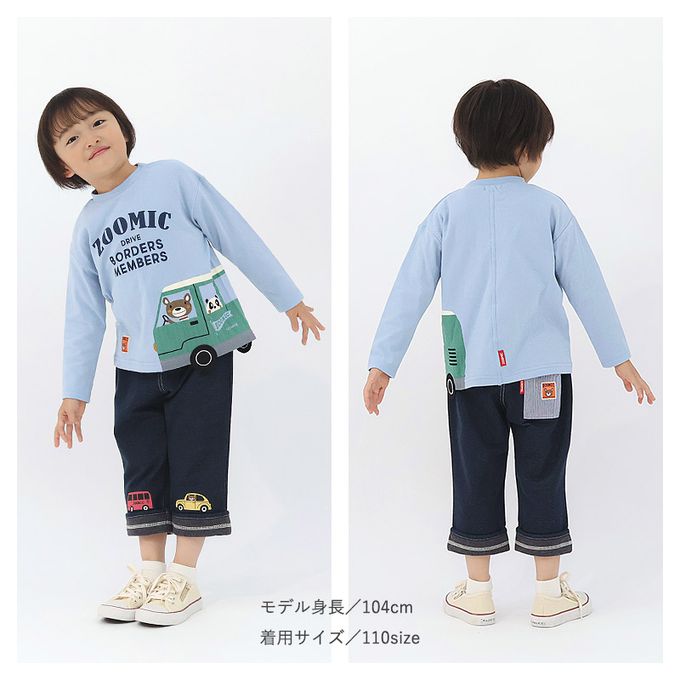 日本 ZOOLAND - 春季出遊印花長袖上衣-熊熊開車-卡其