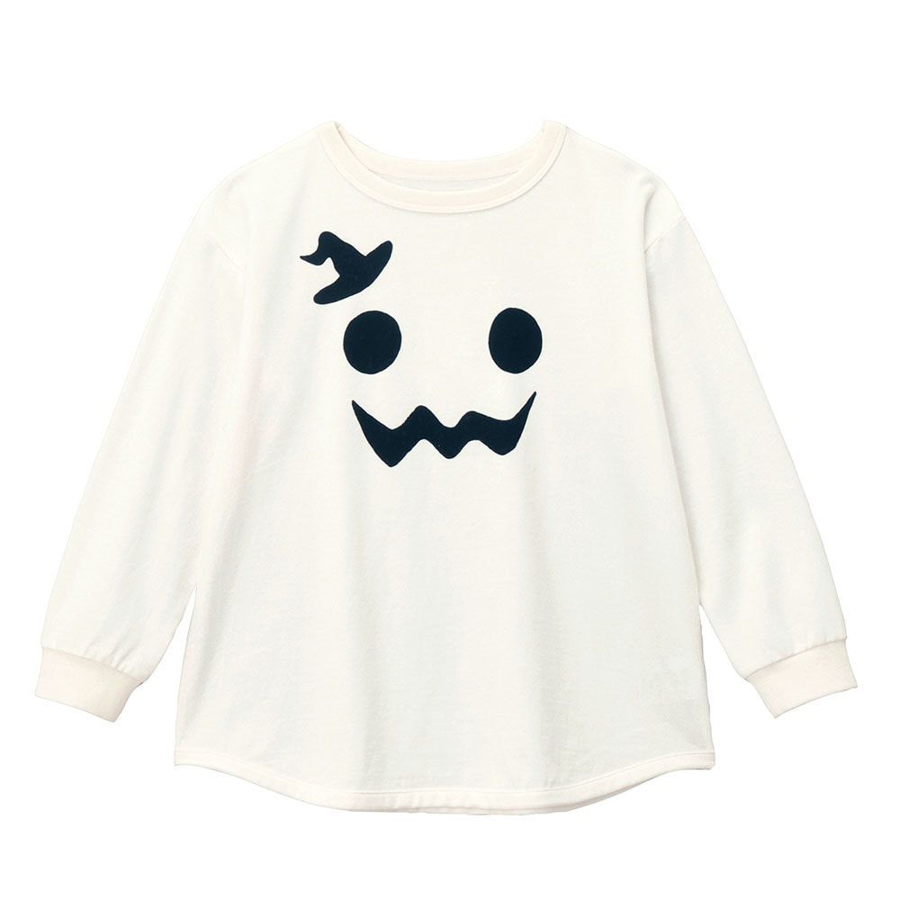 萬聖節！小幽靈長袖上衣-白