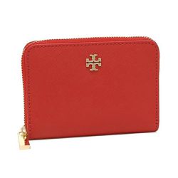 TORY BURCH - 素面皮革拉鍊零錢包 (紅色)
