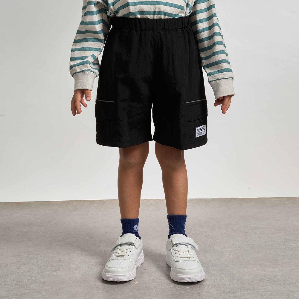 抗汙防潑水 機能玩耍側口袋短褲-黑