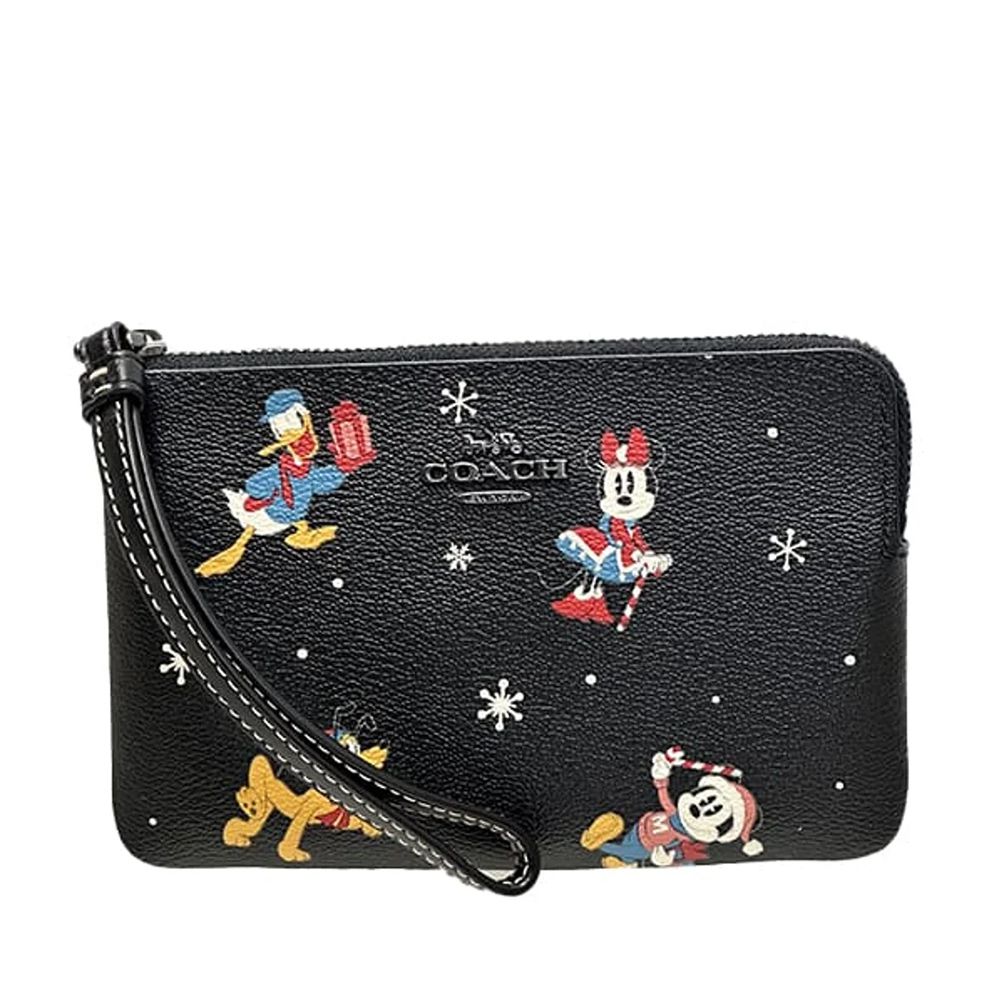 印花防刮PVC皮革L型拉鍊手拿包 (迪士尼)