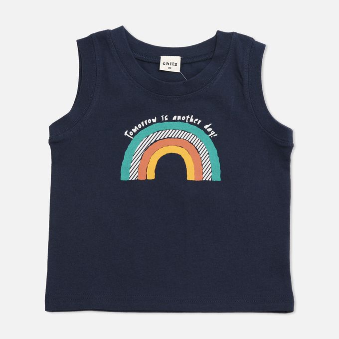 日本 Chil2 - [超低價] 100%棉 童趣印花背心上衣-大麥町-白